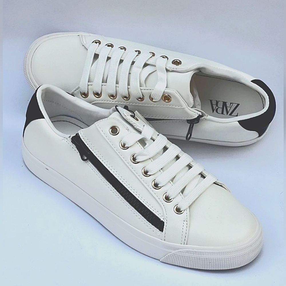 Zara Men's Urban Zippered Sneaker-Size 10-White/RARE FIND